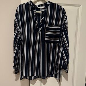Striped Navy, yellow and White Women's Top